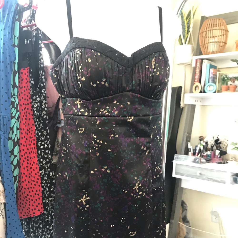 Purple Black Guess Silk Dress